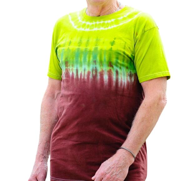 Mens Shirt Size Small Brown Green Ombre Tie Dye Handcrafted Vacation Ready Beach - Picture 1 of 6